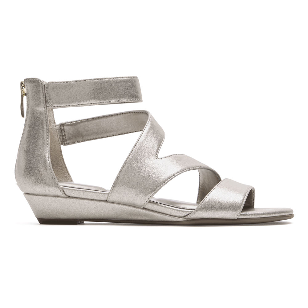 Sandalias Rockport Mujer Mexico - Total Motion Zandra Strappy Plateados - QEMOH6354